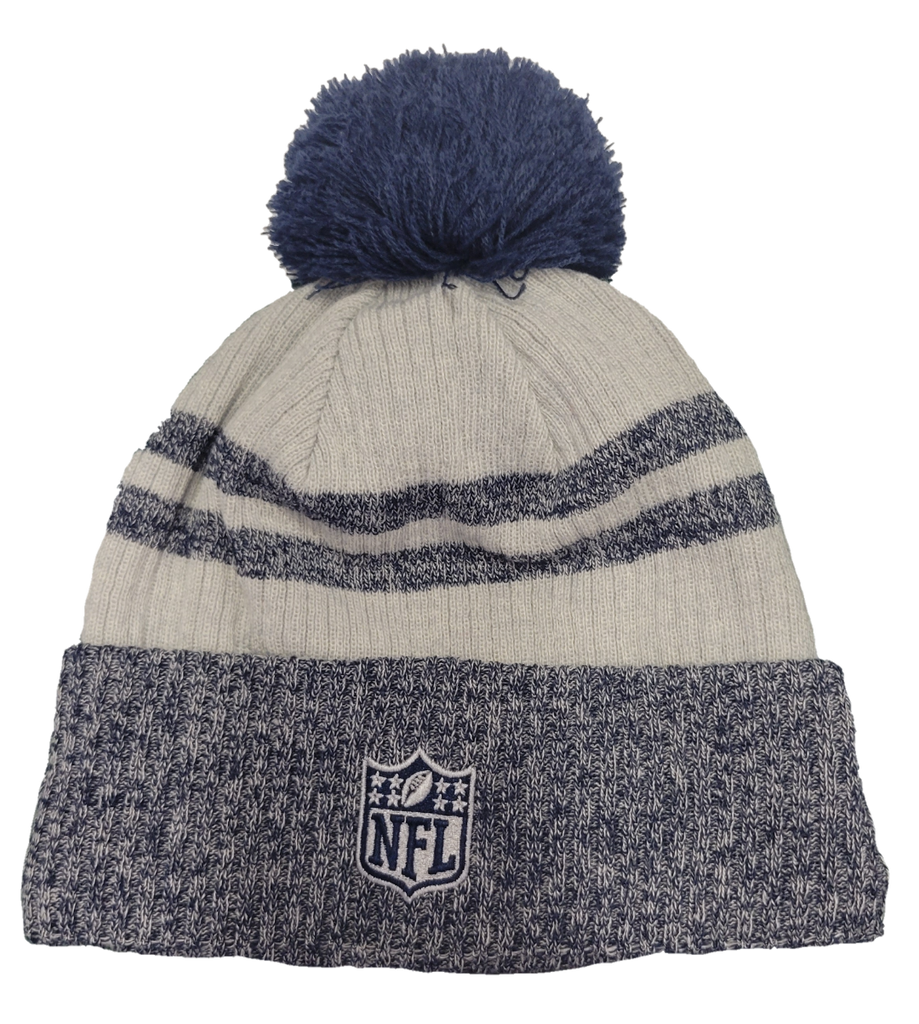 Dallas Cowboys New Era 2022 Sideline Cuffed Pom Knit Hat - Navy/Gray