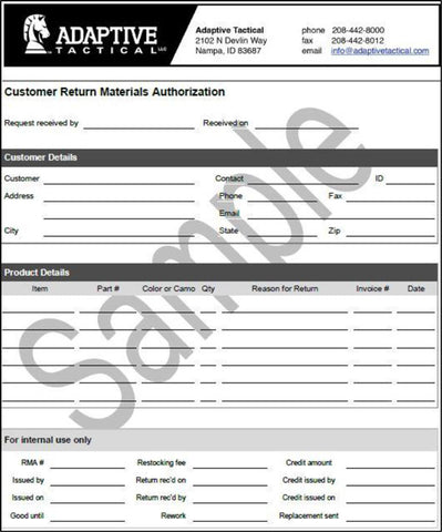 Sample RMA form