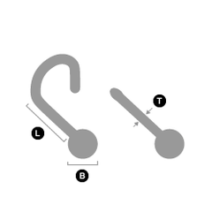 To measure a nose screw or nose stud, you will need to measure the distance from the piercing hole down to the edge of your nostril. 