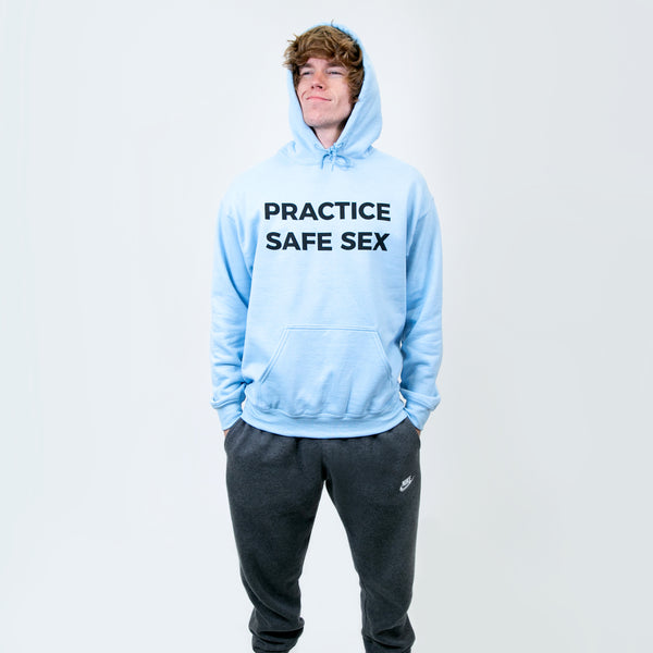 Practice Safe Sex Light Blue Hoodie – Danny Duncan