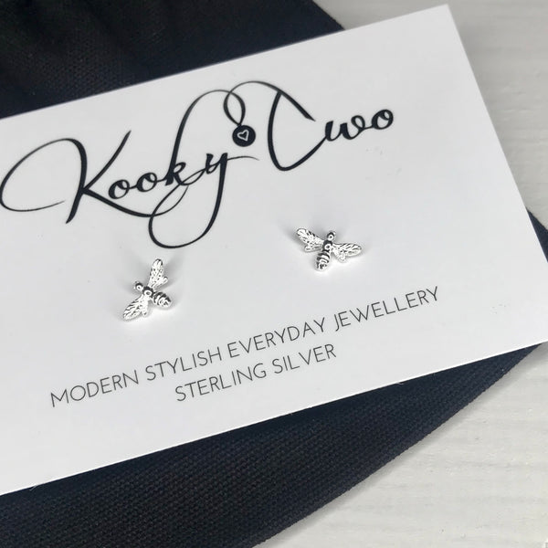 Silver Bee Stud Earrings - KookyTwo
