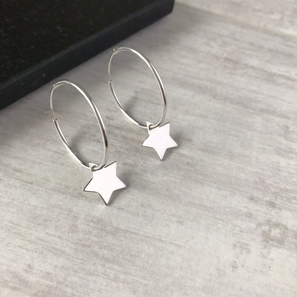 Silver Star Hoop Earrings