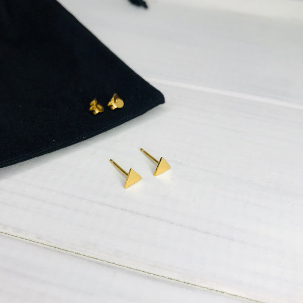 Gold Triangle Stud Earrings - KookyTwo