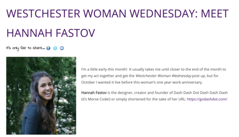 @EmmaWestchester interviews Go Dash Dot founder, Hannah Fastov, for their Westchester Woman Wednesday series 