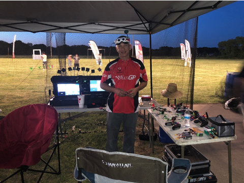Jay McKibben conducts a race for Dallas Drone Racing group.