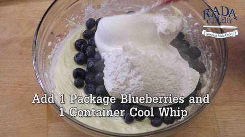 Next, add your Blueberries and Cool Whip to bowl