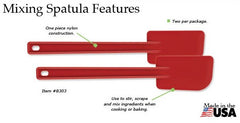 RADA Cutlery Mixing Spatula with different specifications being drawn by arrows and text boxes