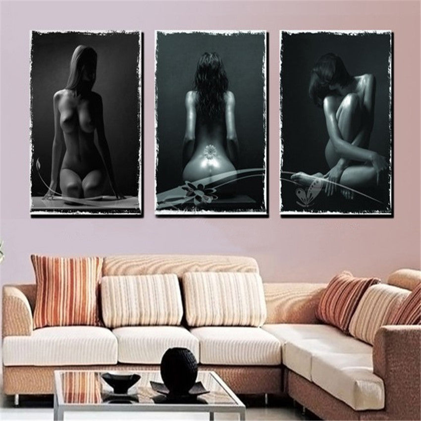 Girl Nude Canvas Printing Wall Painting Pictures For Living Room 3 Pan Bakeryworldstyle Canvas Art