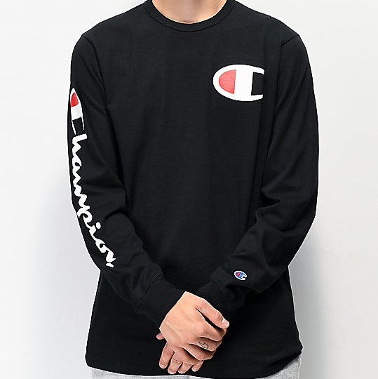 champion long sleeve black shirt