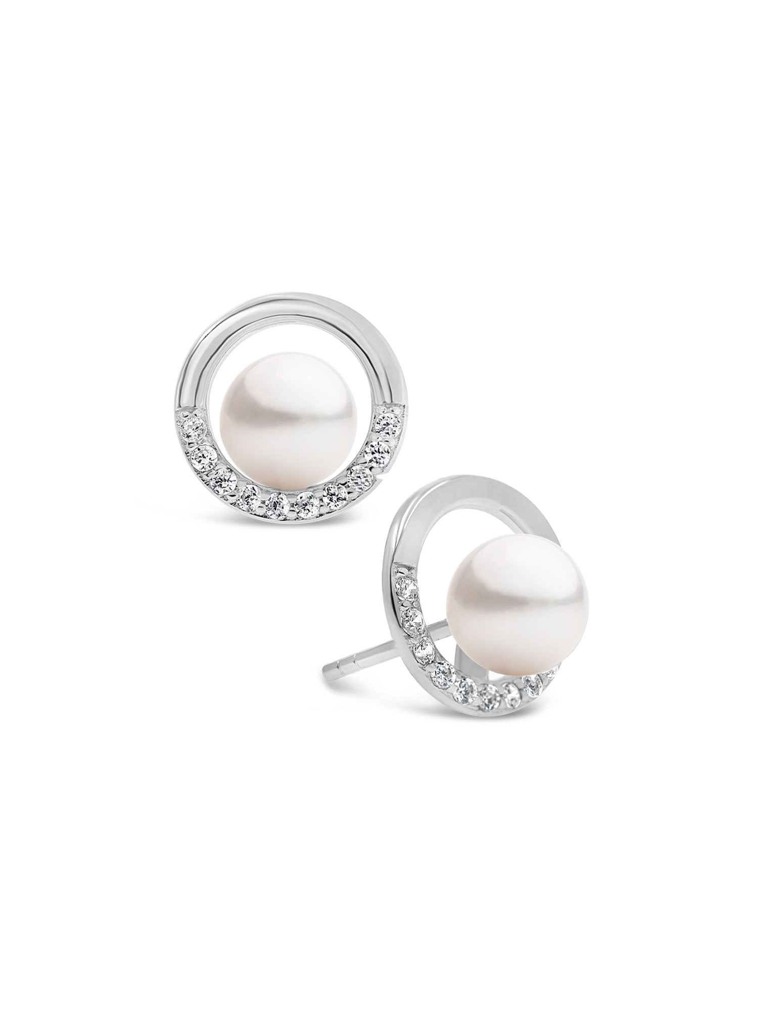 7.5-8 mm Cultured Earrings with Zirconia