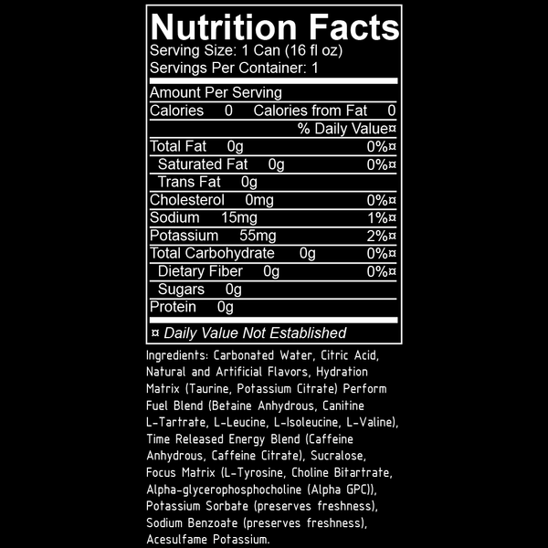 raze energy nutrition facts label