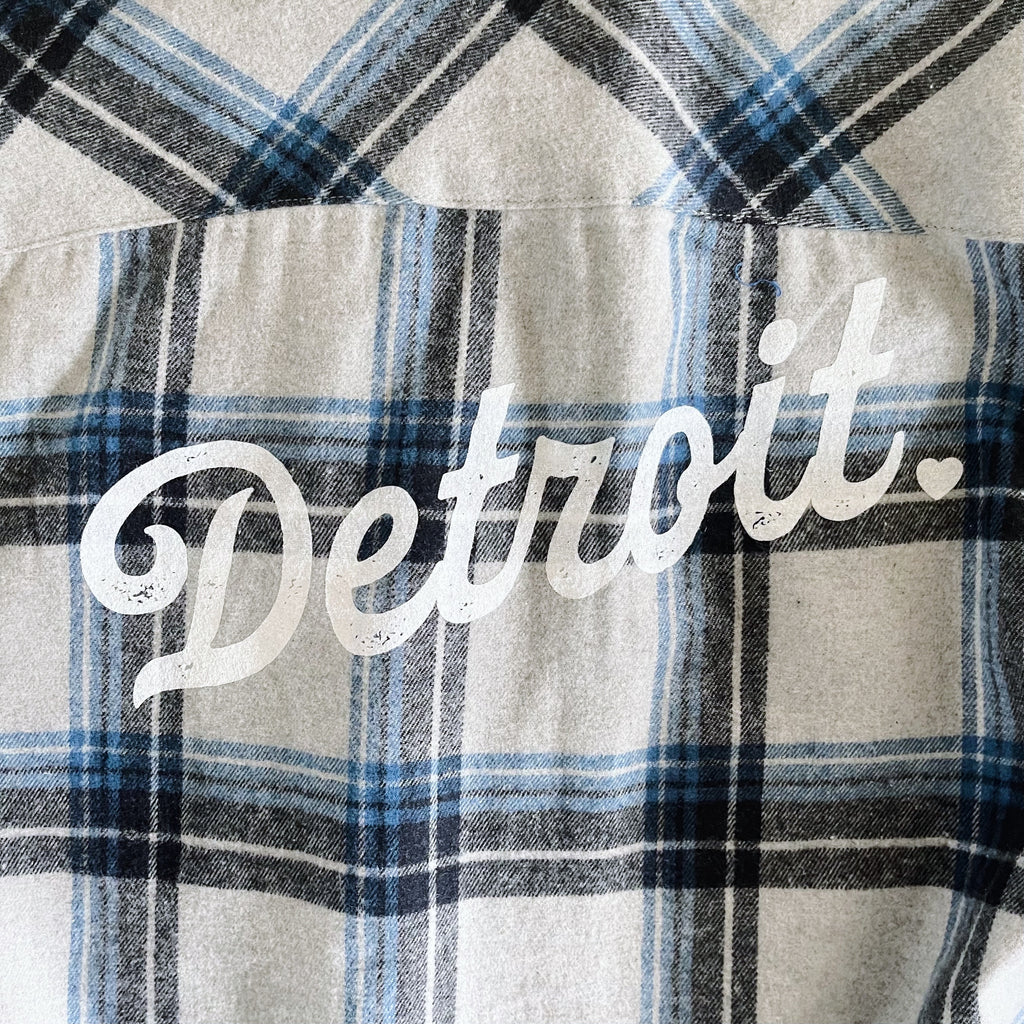 Retro Detroit Grey/Blue Flannel Shirt
