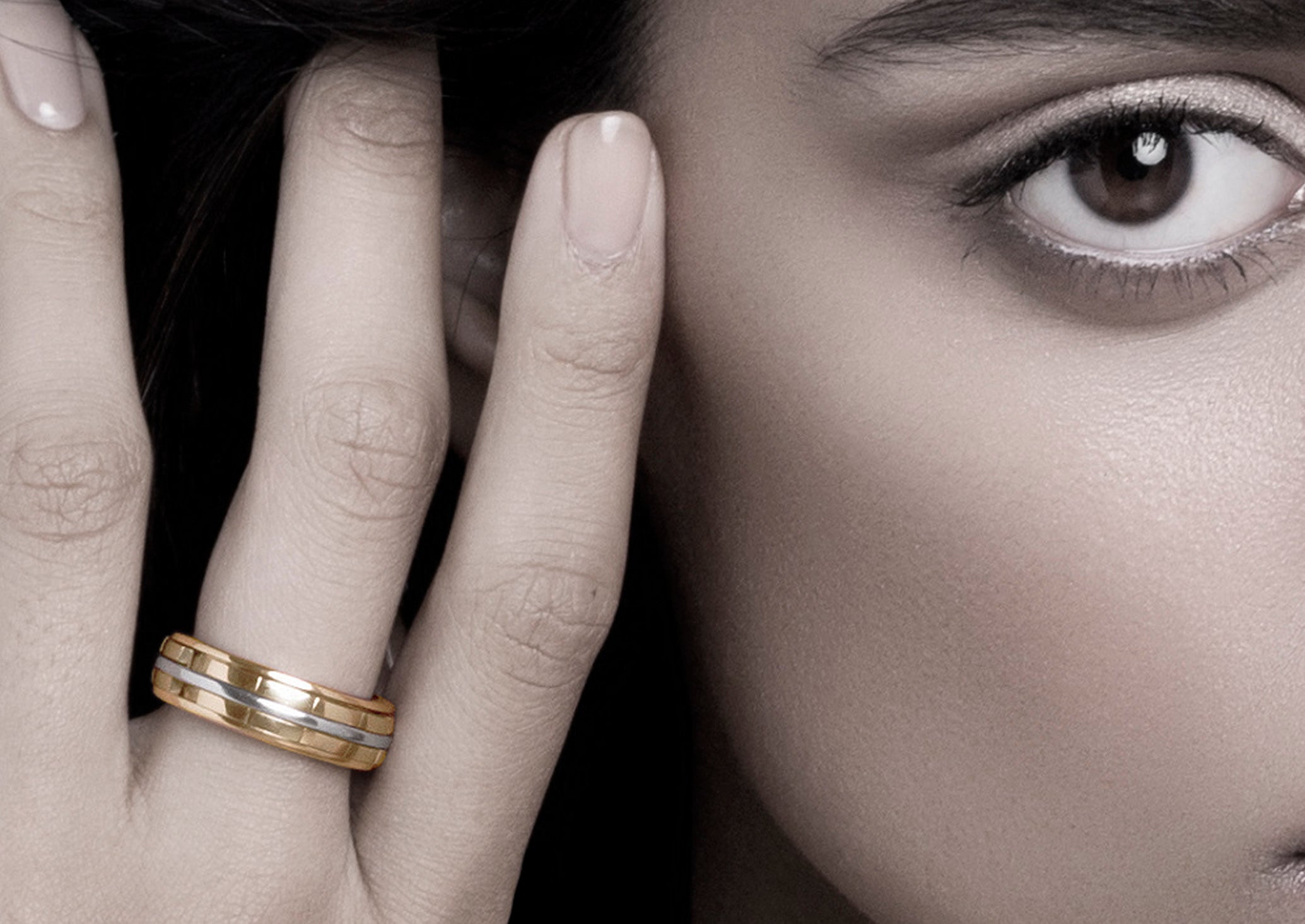 Ladies REVOLVER Ring in 18ct White and Rose Gold