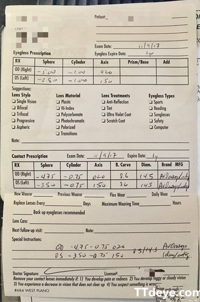 Eye Exam Prescription