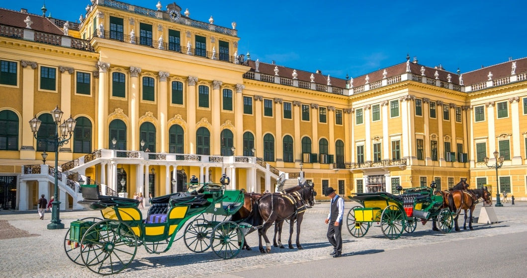 Horse carriage in front of Schoenbrunn Palace, Vienna.