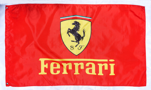 Ferrari Flag Banner 3x5 ft Italy Car Manufacturer Enzo Signature Vertical Red