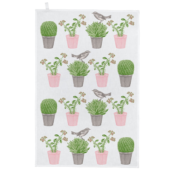 Cactus Plants And Bird Design New Thornback And Peel Tea Towel 