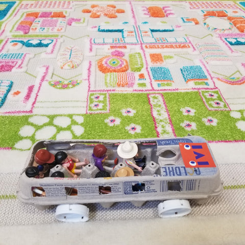 Home made arts and crafts toy bus