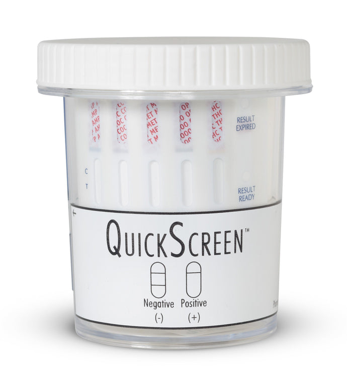 (25 Pack) 5 Panel QuickScreen Cup - 9178Z - Made in USA - AMP, COC, MET-500, OPI-2000, THC + Timer-Countrywide Testing