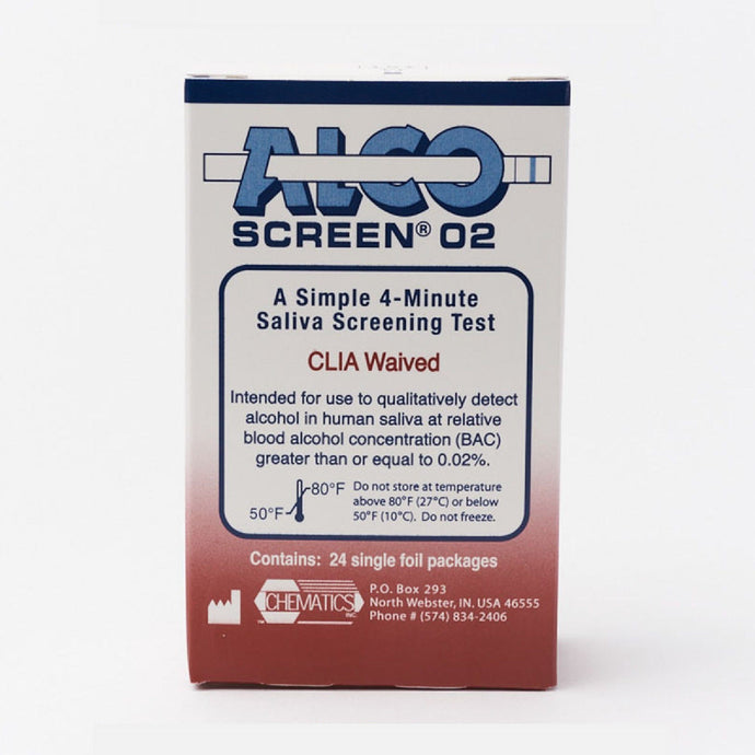 AlcoScreen 02 CLIA Waved Saliva Alcohol Screening Test Strip - (24 Test Strips / Box) 56024 - 9102 Alcohol,Saliva Test Chematics 