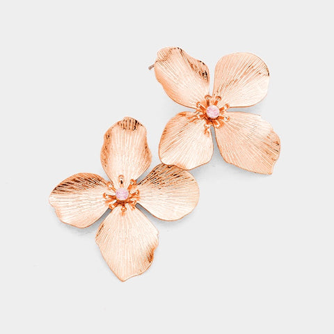 BITZ FLOWER BLOOM METAL STUD EARRING