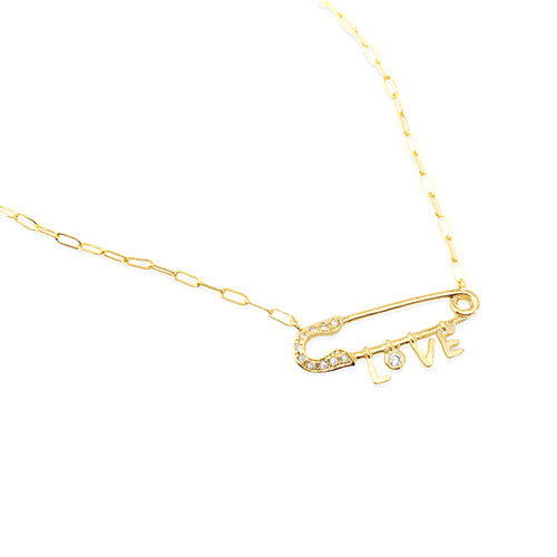 guess safety pin necklace