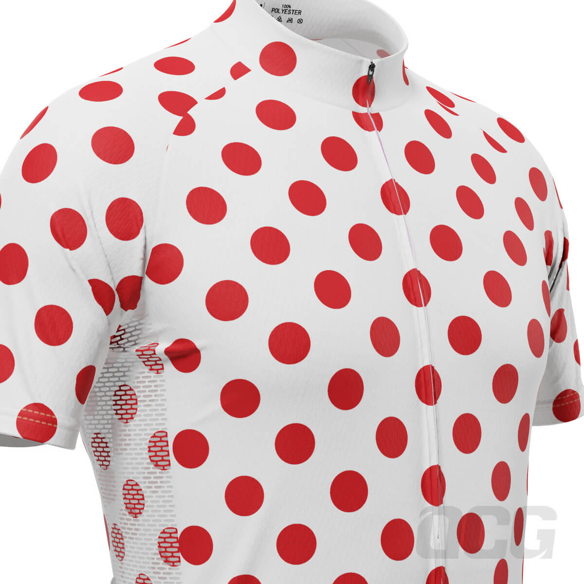 Men's White Polka Dot Short Sleeve Cycling Jersey Online Cycling Gear