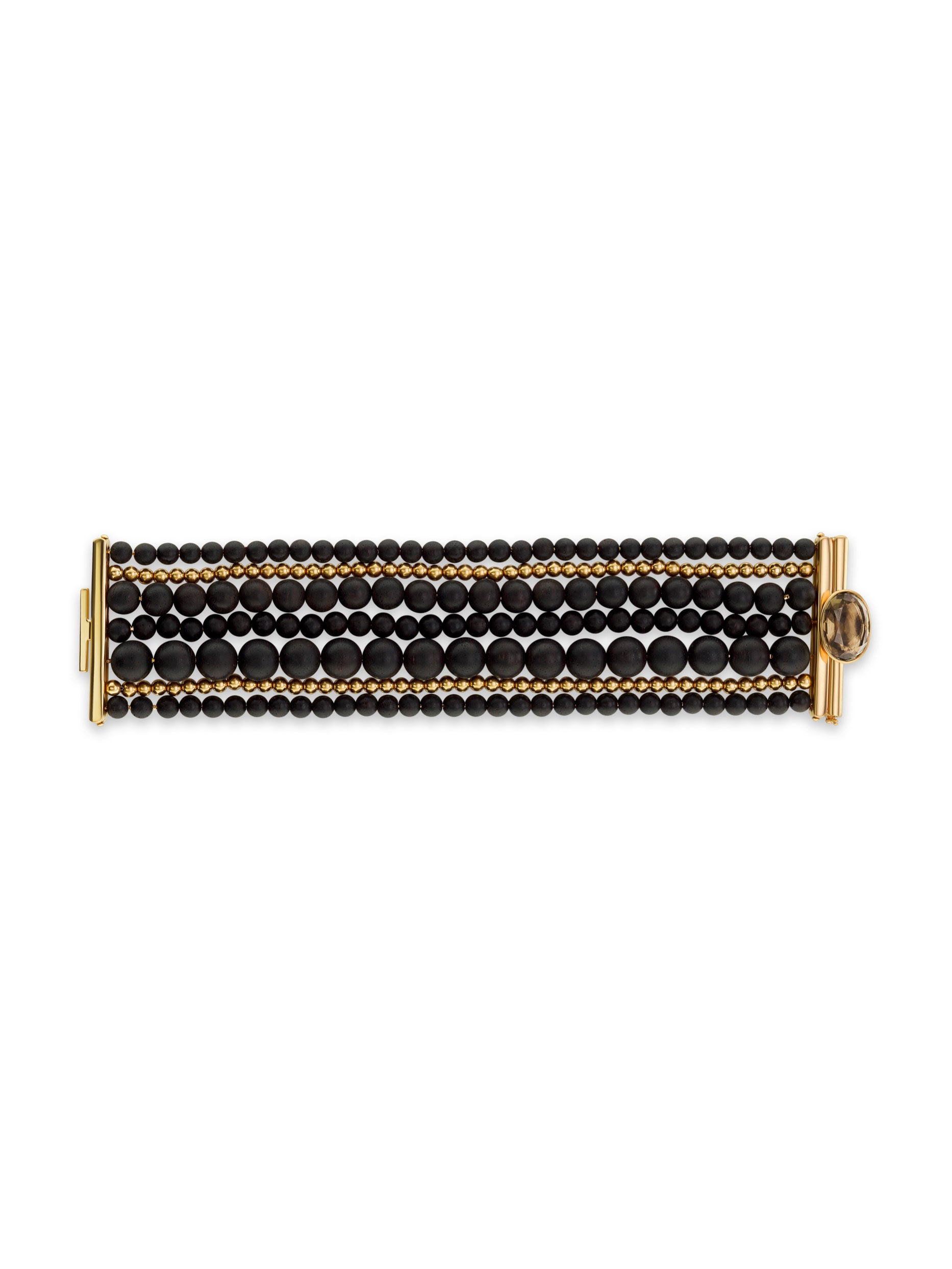 Voyager Multistrand Wood Bracelet with Smokey Topaz