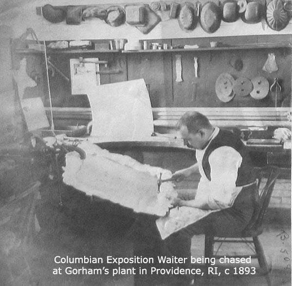 Gorham World's Columbian Exposition Waiter being chased at the shop