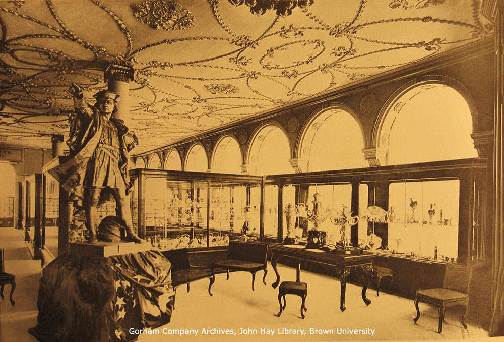 Gorham's Display at the 1893 World's Columbian Exposition was dominated by their cast silver statue of Columbus. 
