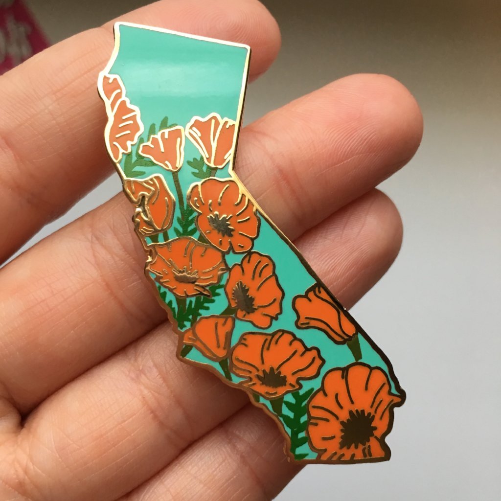 California Poppy - State Flower - Hard Enamel Pin