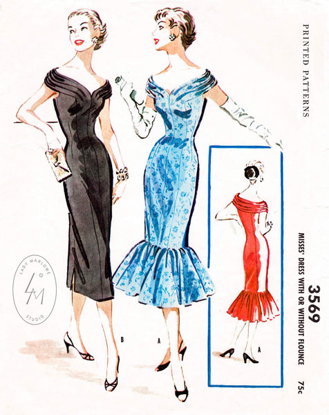 50s fold over bardot dress
