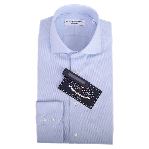 Cutaway Collar 2 Button Cuff Shirt in a Plain Blue /& White Herringbone Cotton