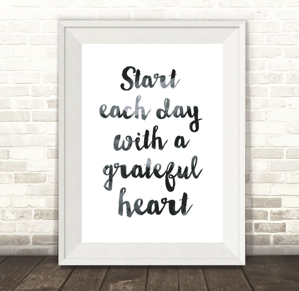 Shop Start Each Day With A Grateful Heart Print Wall Art Milk N Honey Designs