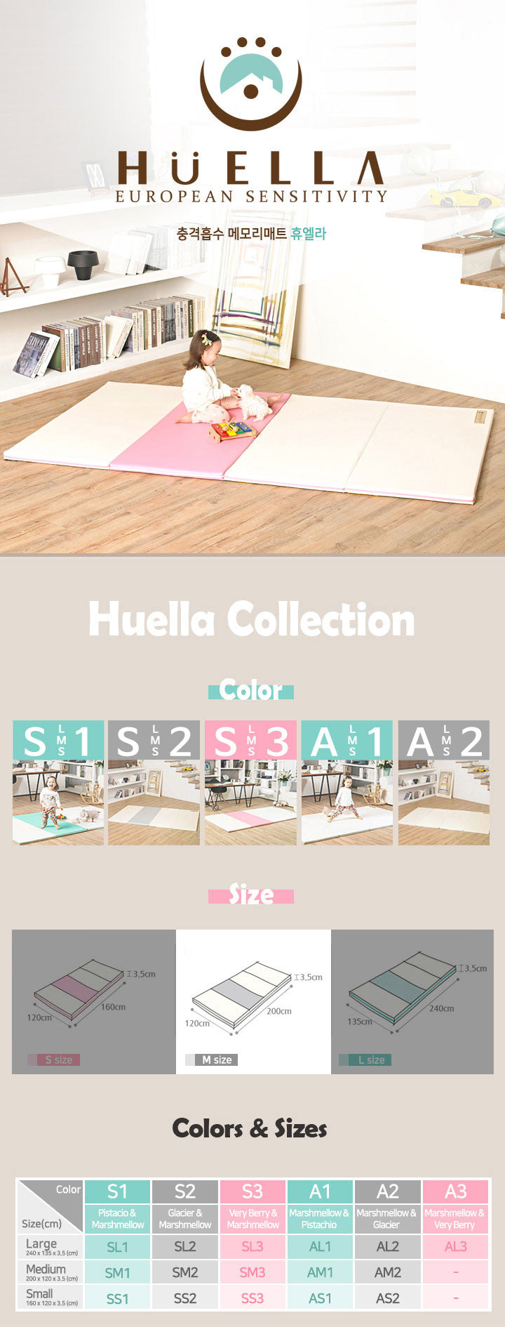 Huella - Patented Memory Foam Playmat Rolling Mattress