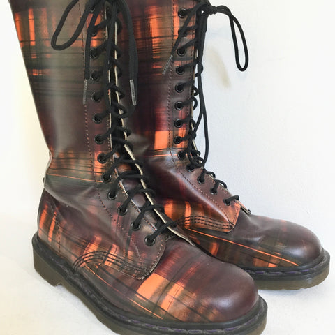 Burgundy-Red Leather Dr. Martens Combat Boots Extended Size 40