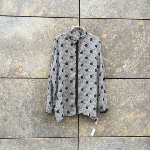 Black-White Polyester Modern Contemporary Main Blouse Oversized Size Xs/S
