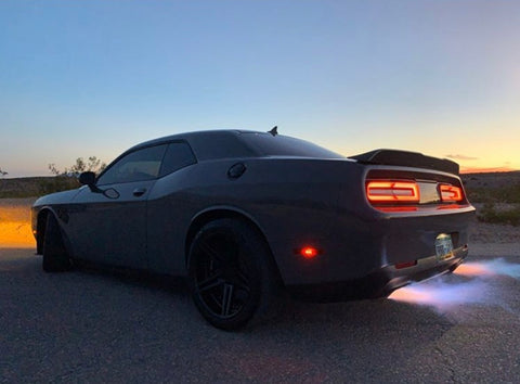 Flames Burnout Whipple Powered Scat Pack Challenger is Mantic Equipped