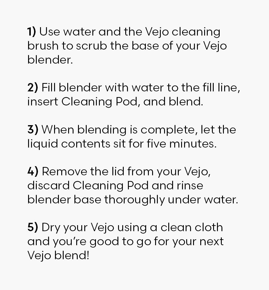 Vejo Blender Cleaning Pod Instructions