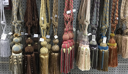 Large decor tassels available at Lens Designer Fabric Store in North York