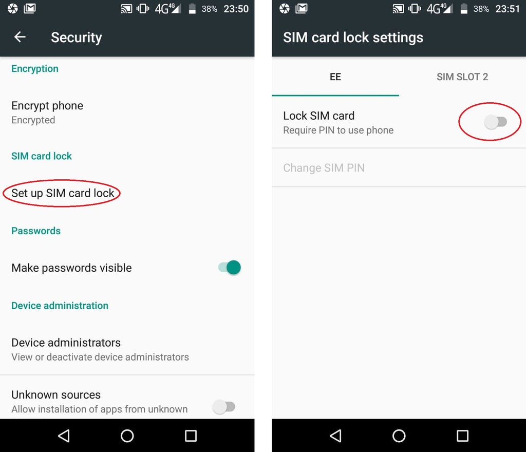 mobile phone sim card lock