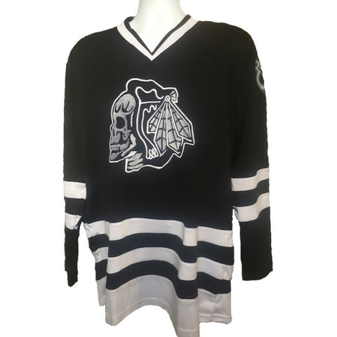 blackhawks skull jersey hoodie