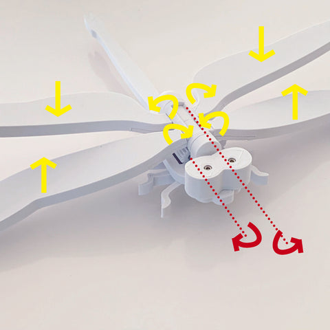 Image illustrating components that rotate and flapping wings on the Tectonic Toy Dragonfly