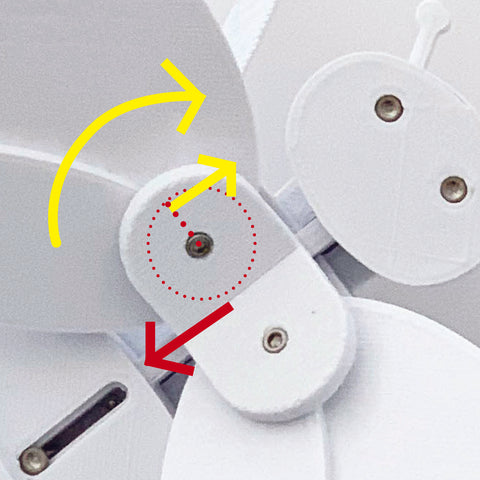 Image showing how the vector component applies torque to the wing of the Tectonic Toy Bee