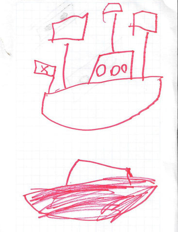 Image of a sailboat design sketch drawn by my son