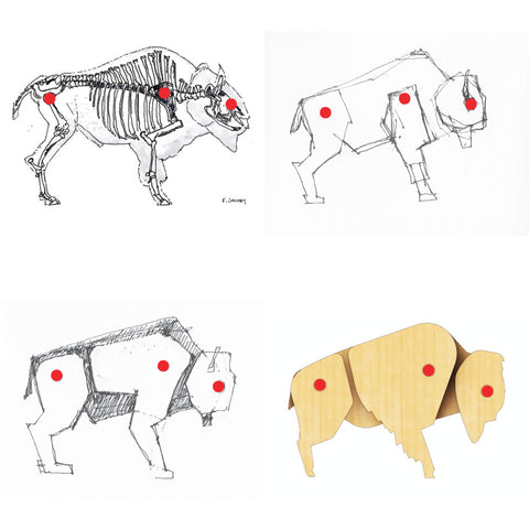 Design sketches for Tectonic Bison drawn by Eric Jacoby