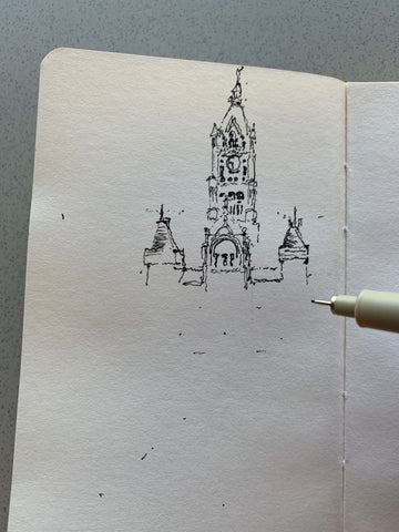 Image of an unfinished sketch by Eric Jacoby of the Salt Lake City and County Building