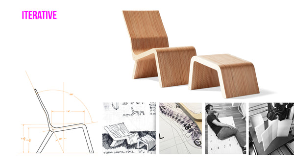 design iterations for the Strata Lounge chair