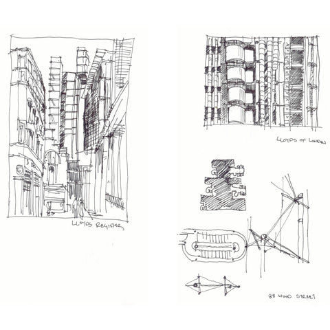 Eric Jacoby sketches of high tech building in London