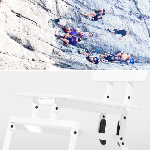 children on limestone slab and exaggerated pivots of folding chair